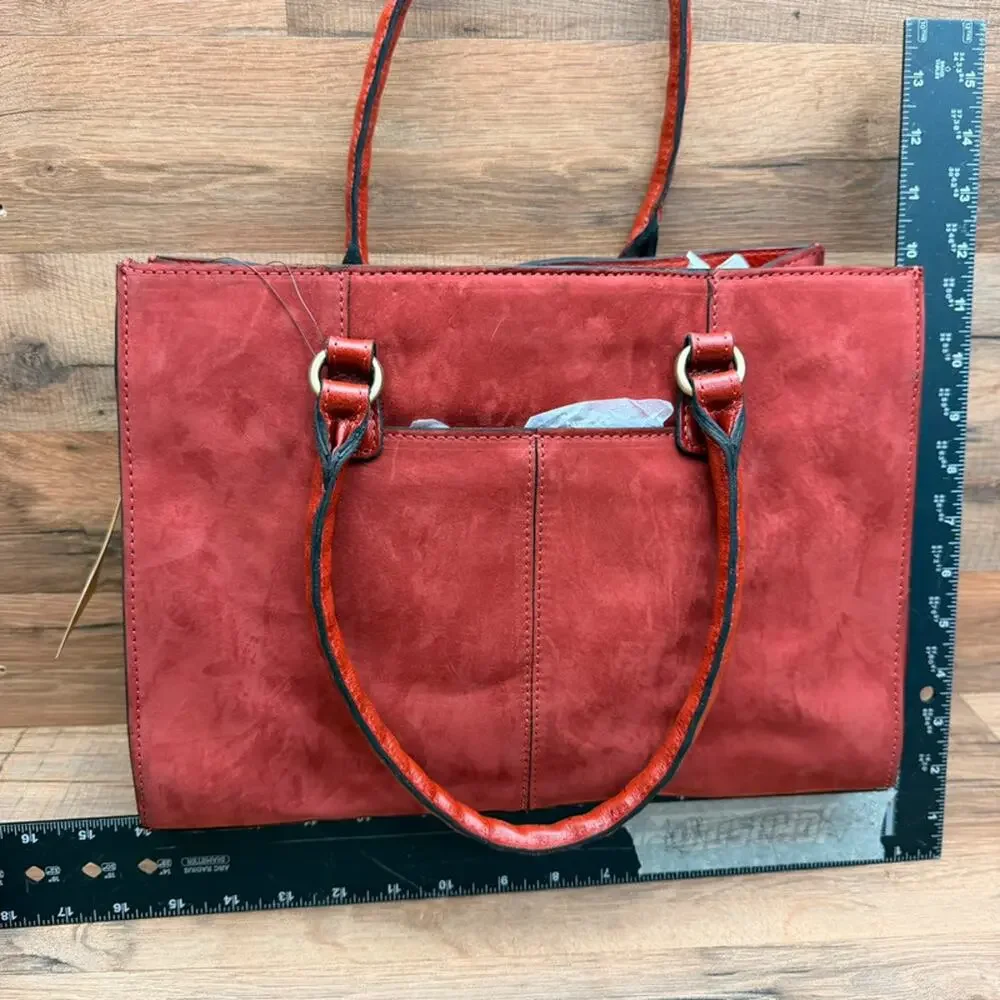 Patricia Nash Sz Medium Leather Primrose Satchel Red Handbag